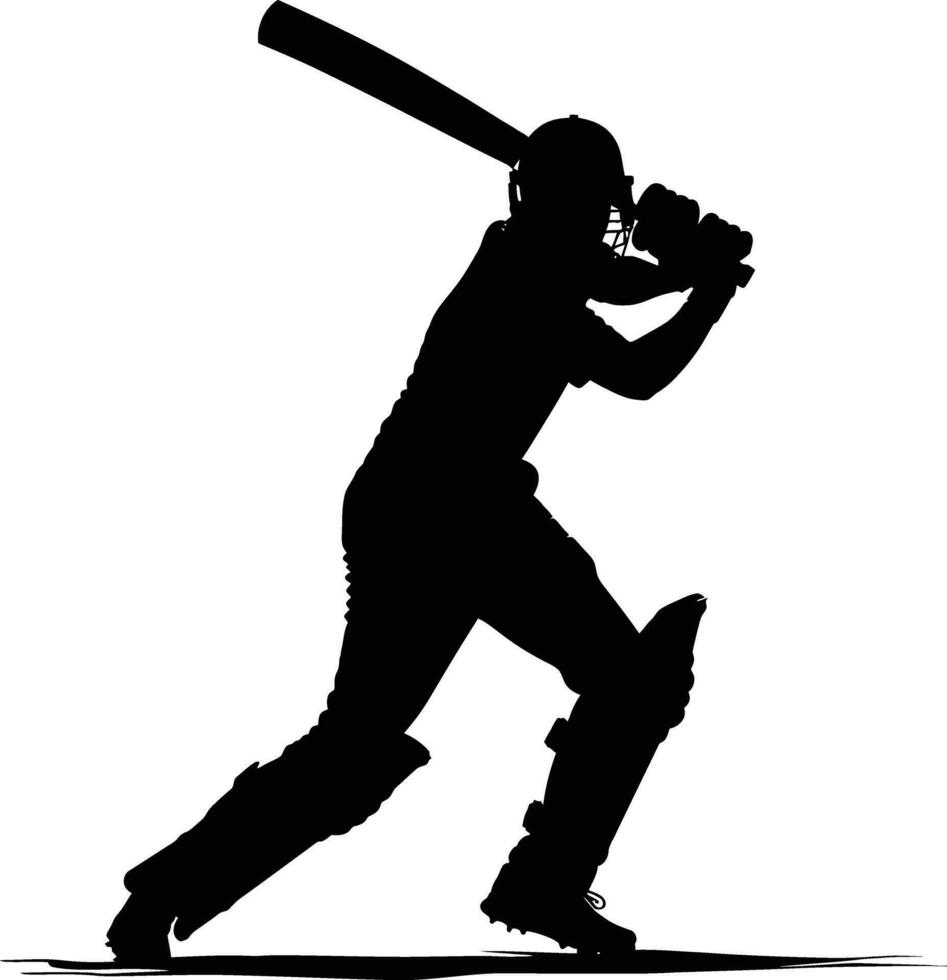 AI generated Silhouette cricket player full body black color only vector