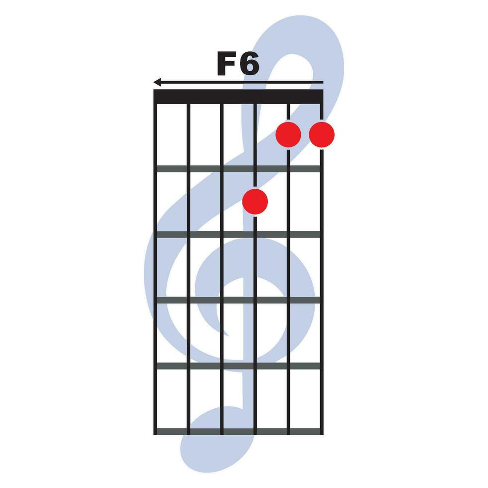 F6  guitar chord icon vector