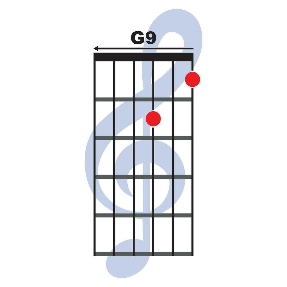 G9 guitar chord icon vector