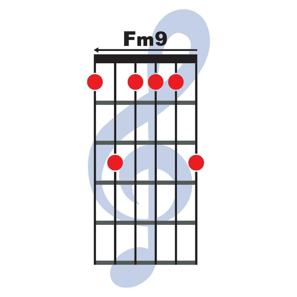 Fm9  guitar chord icon vector