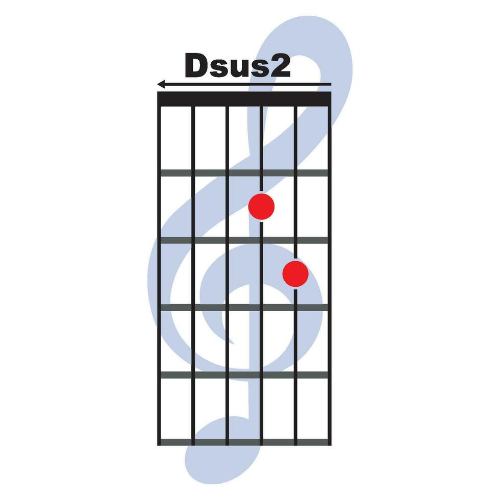 Dsus2  guitar chord icon vector