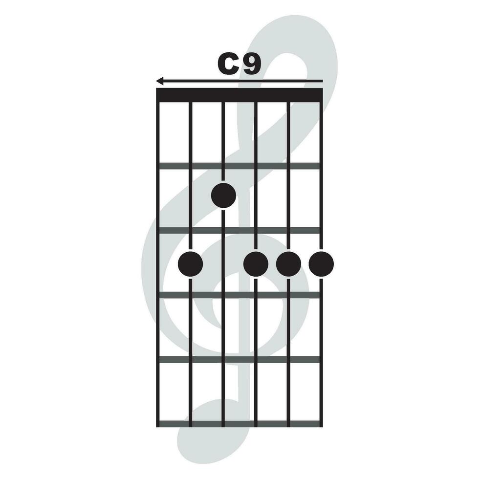 C9  guitar chord icon vector