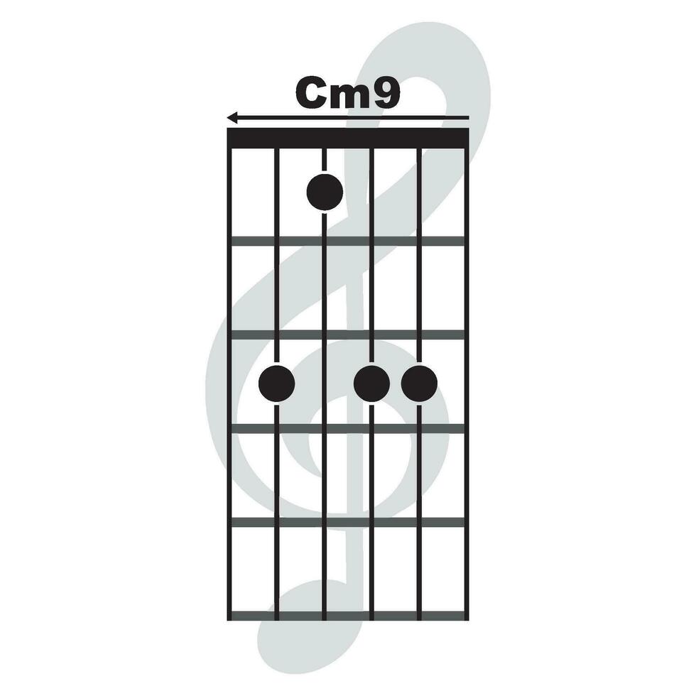 Cm9  guitar chord icon. vector