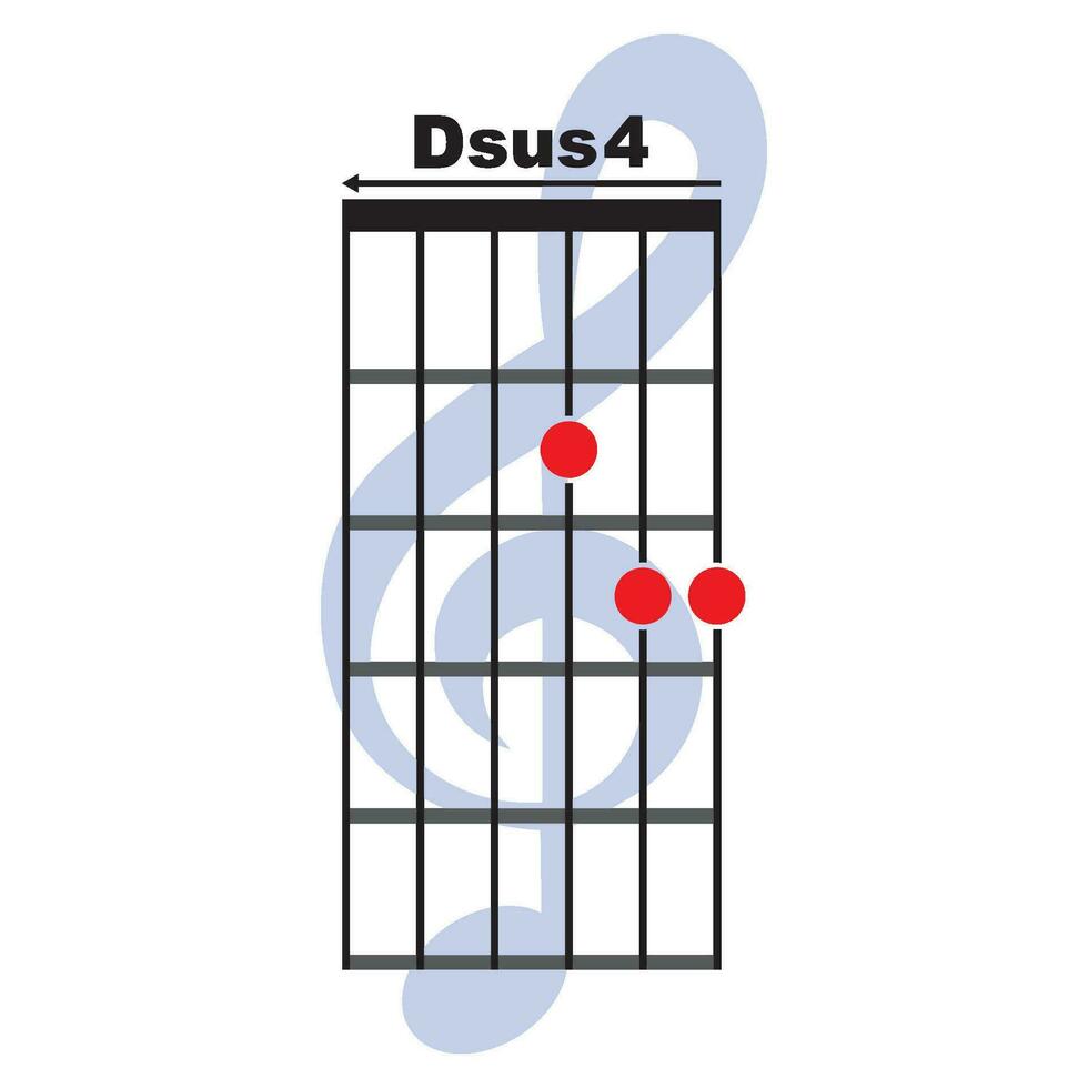 Dsus4  guitar chord icon vector