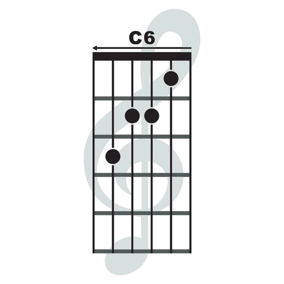 C6 guitar chord icon vector