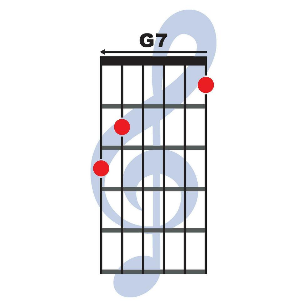 g7 guitarra acorde icono vector
