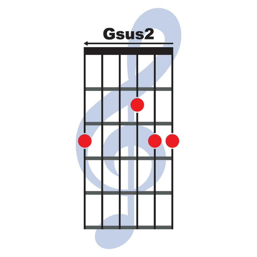 Gsus2 guitar chord icon vector