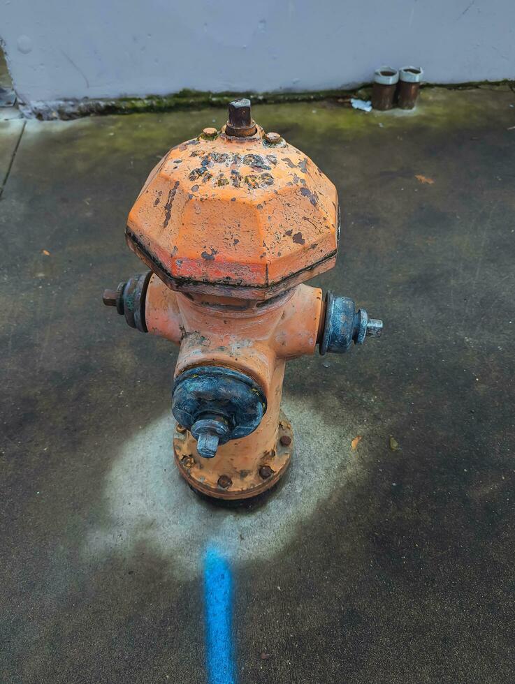 Fire hydrant stands tall on a city street in Portland, USA, symbolizing safety, emergency preparedness photo