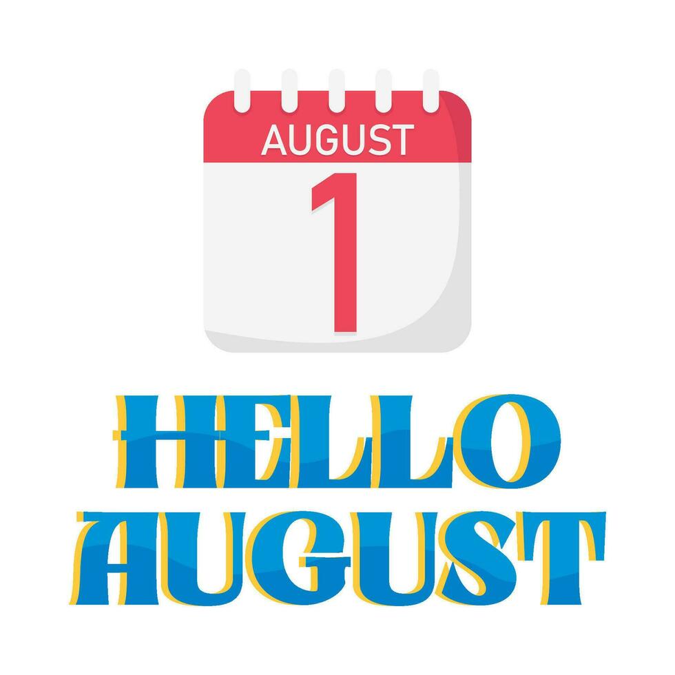 hello august with calendar illustration vector