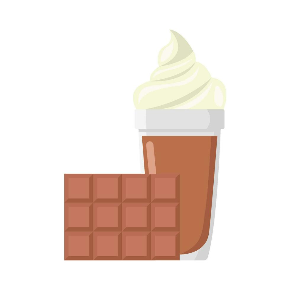 milkshake chocolate with bar chocolate illustration vector