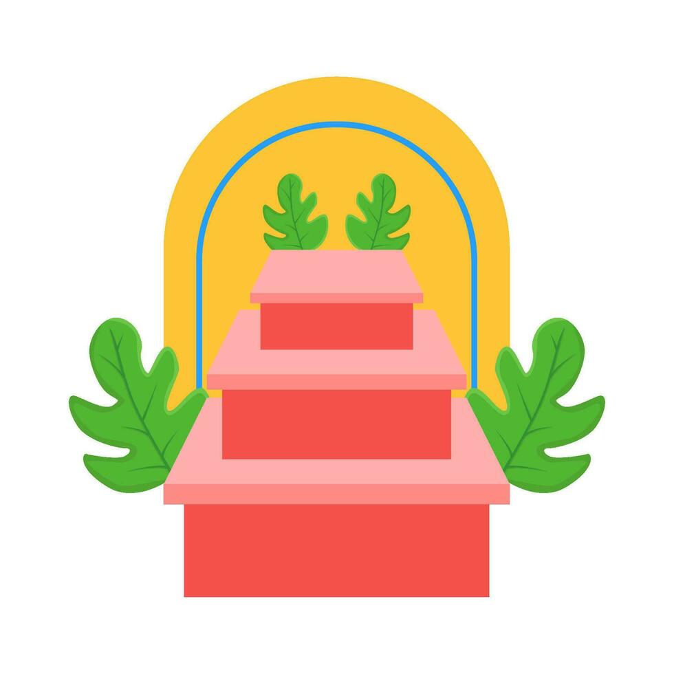 podium stage, background with leaf illustration vector