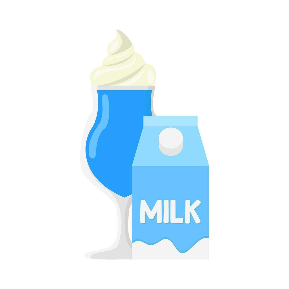 milkshake vanilla with box milk illustration vector