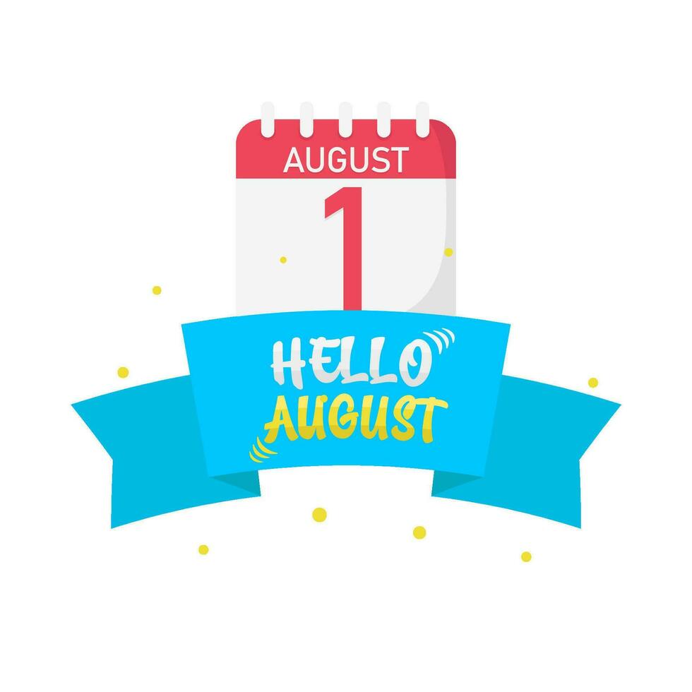 Hola agosto en cinta con calendario ilustración vector