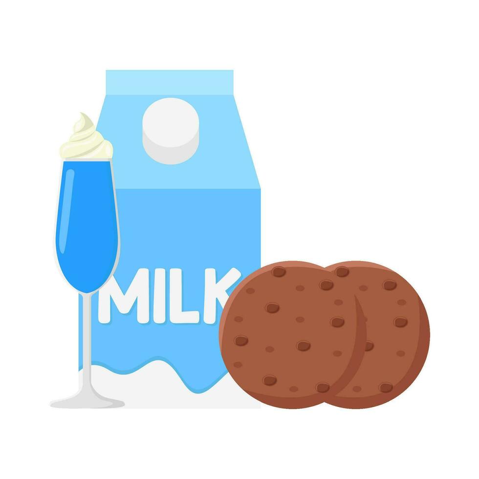 milkshake, box milk with cookies illustration vector