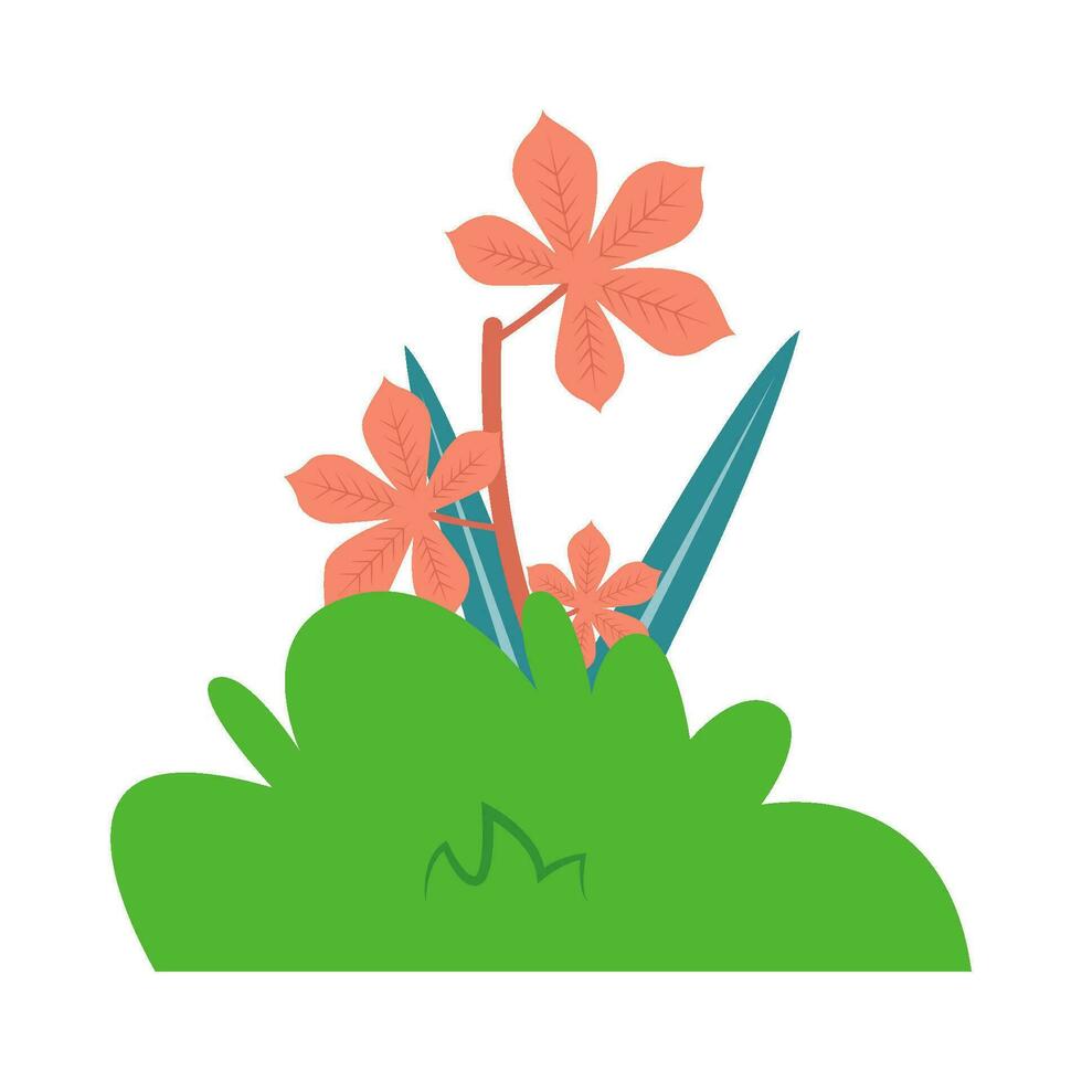 flower plant  with grass illustration vector