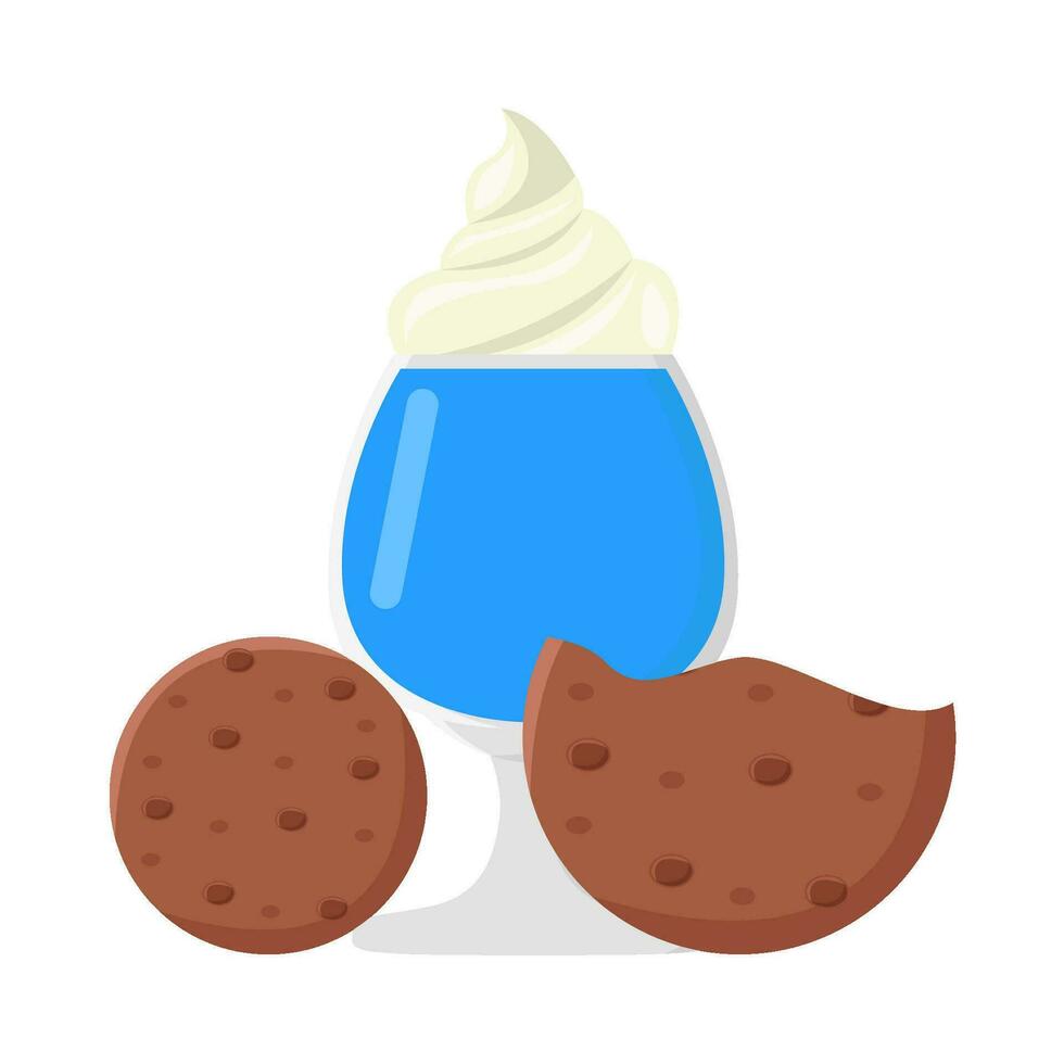 milkshake vanilla with cookies illustration vector