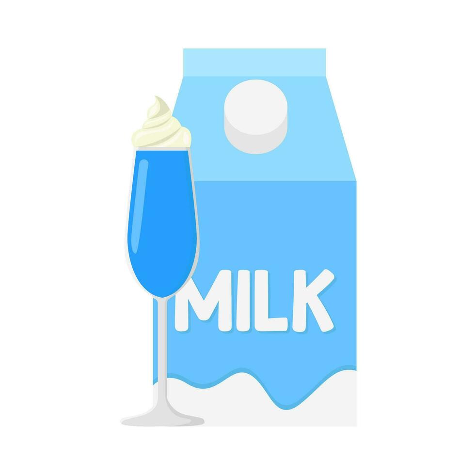 milkshake vanilla with box milk vanilla illustration vector