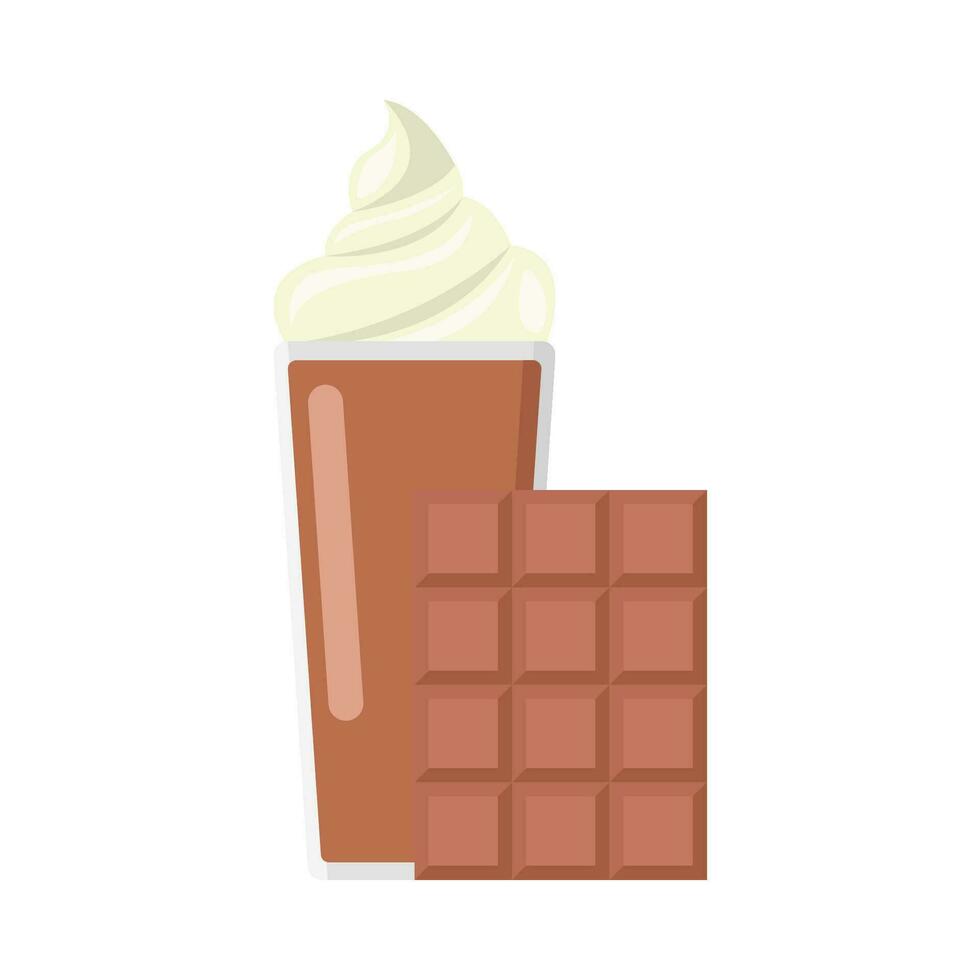 malteada chocolate con bar chocolate ilustración vector