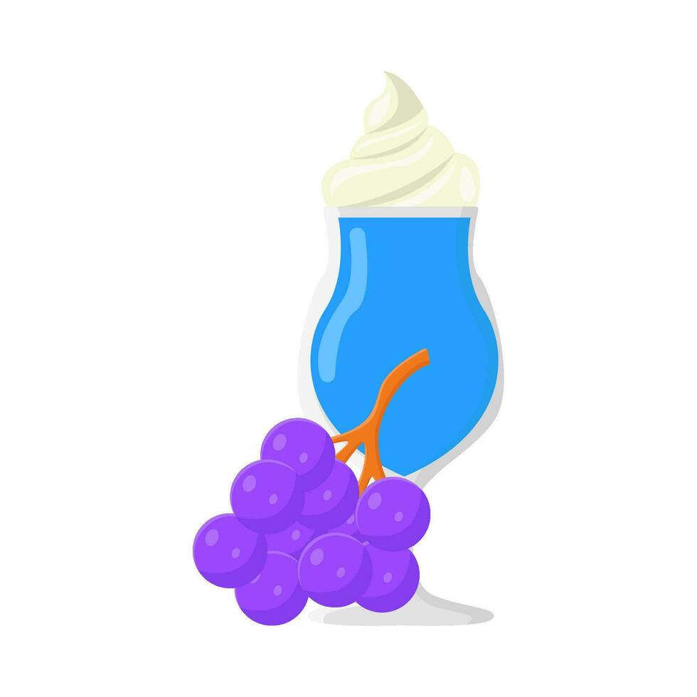 milkshake vanilla with grape illustration vector