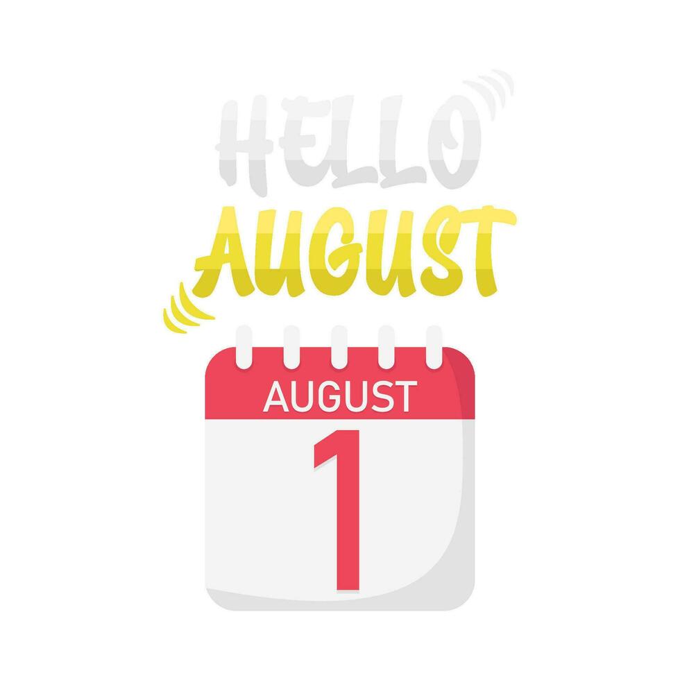 Hola agosto texto con calendario ilustración vector