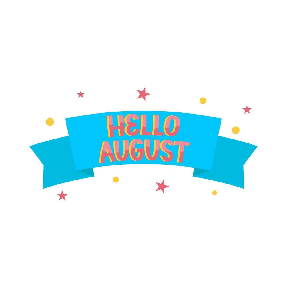 hello august in banner illustration vector