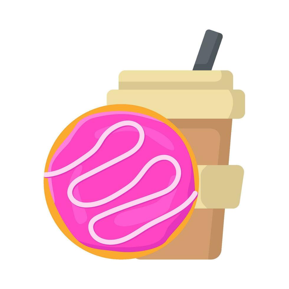 rosquilla con taza taza bebida ilustración vector