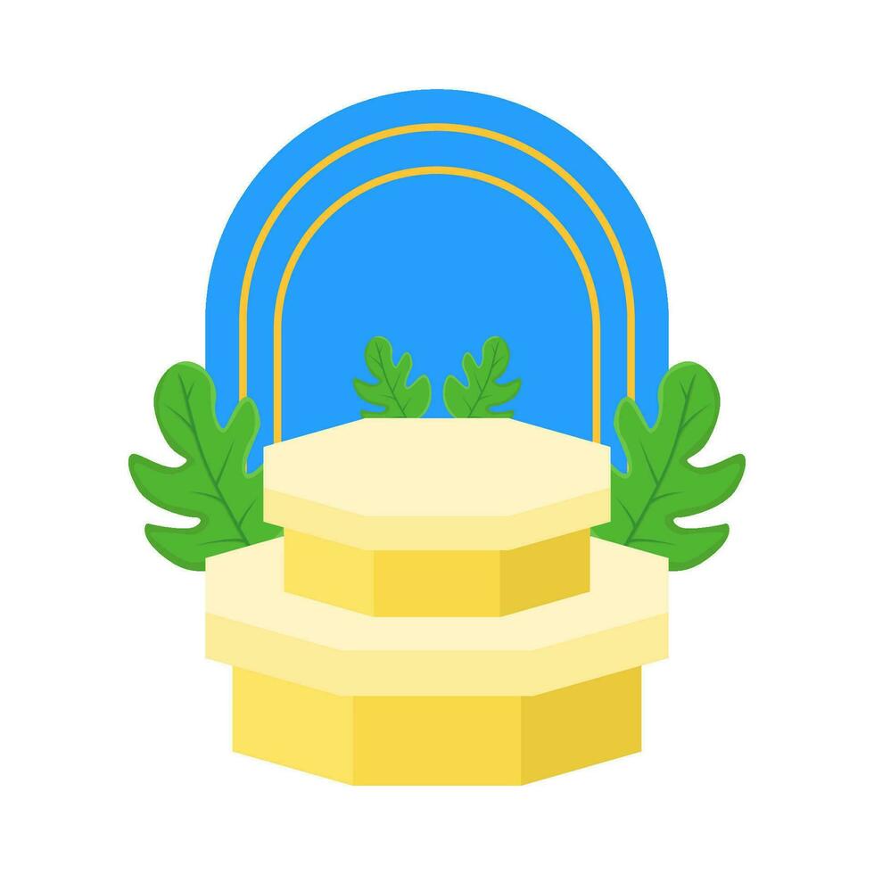 podium stage, background with leaf illustration vector