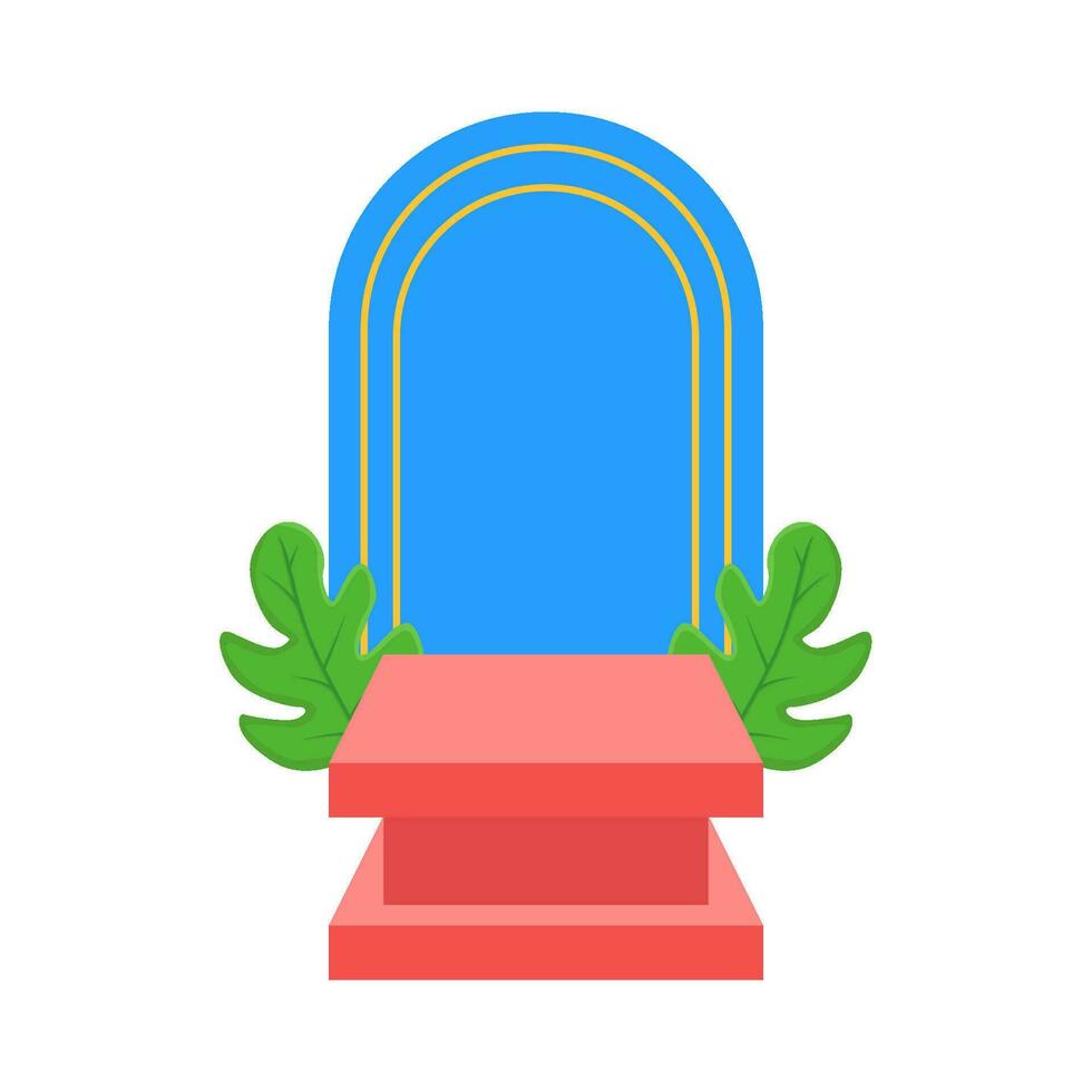 podium stage, background with leaf illustration vector