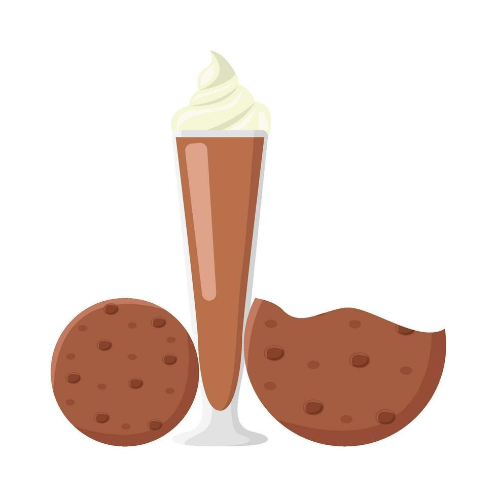 milkshake chocolate with cookies illustration vector