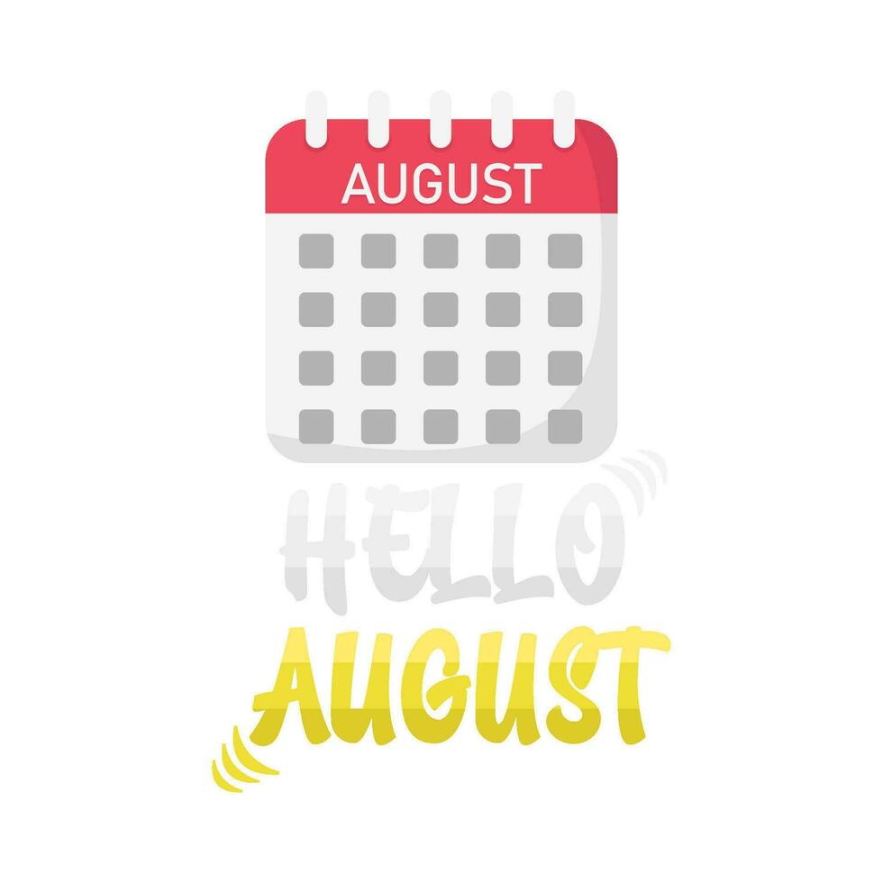 Hola agosto con calendario ilustración vector