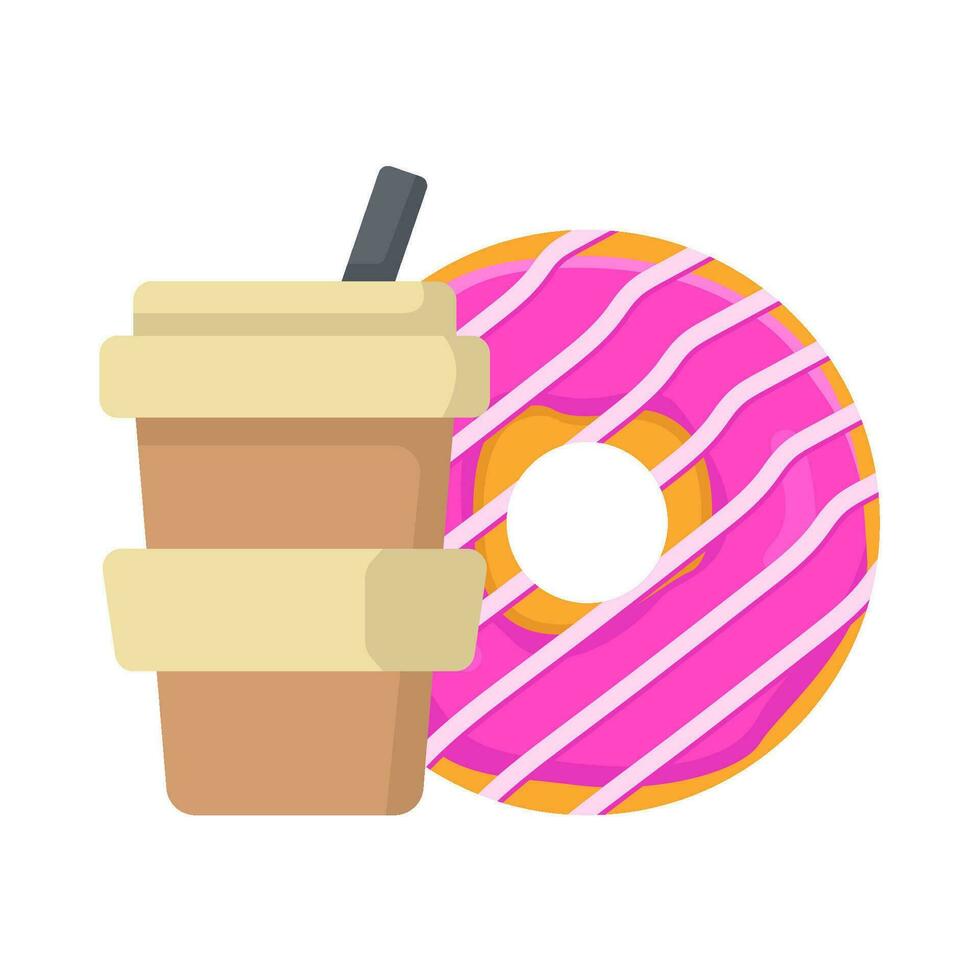 donut glazed sweet wit cup drink  illustration vector