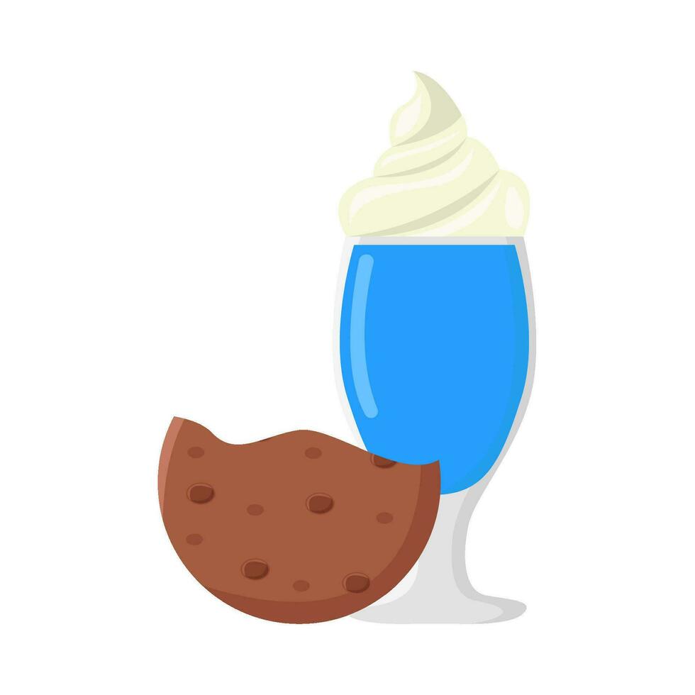 milkshake vanilla with cookies bite illustration vector