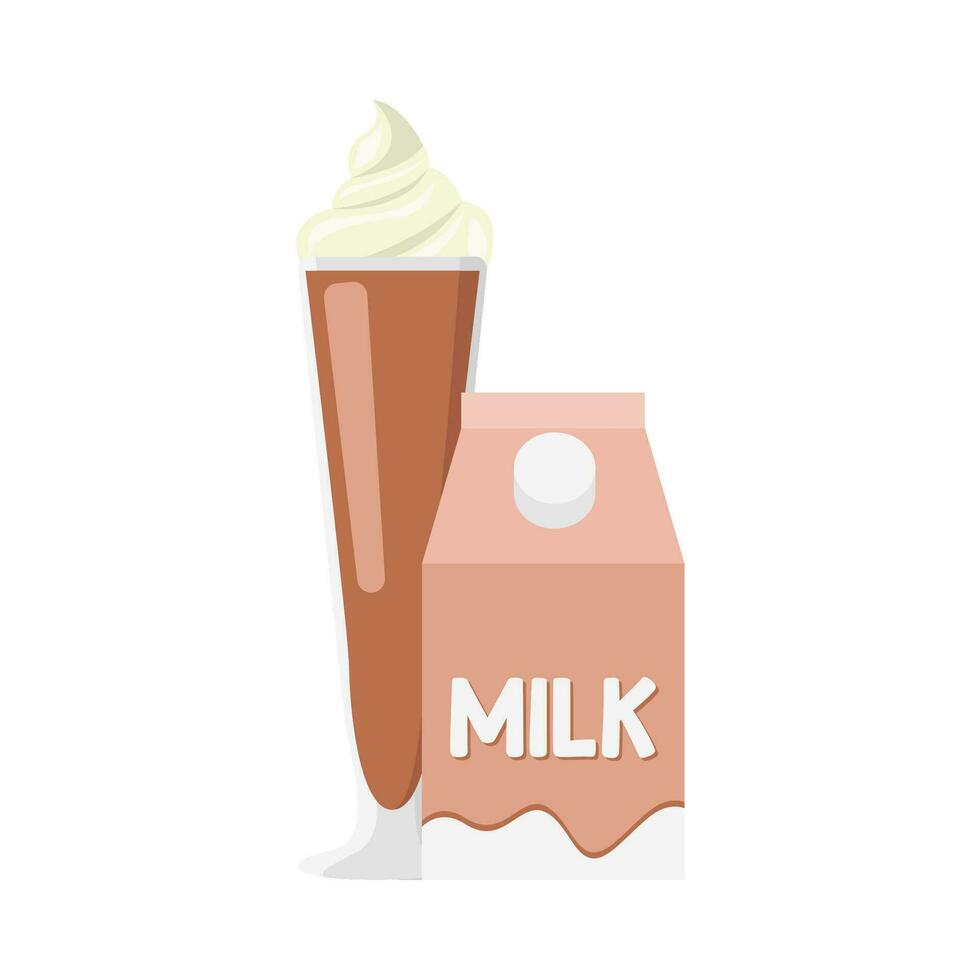 milkshake chocolate with box milk chocolate  illustration vector