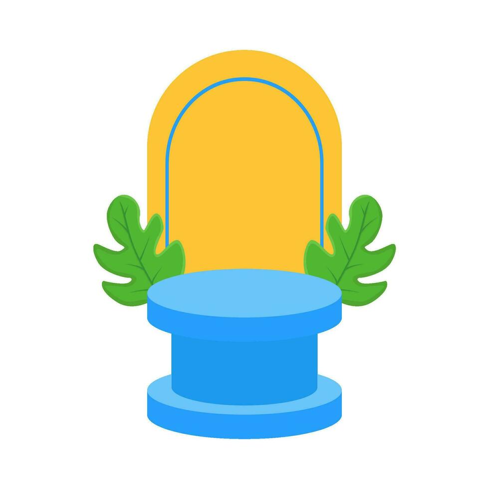 podium stage, background with leaf illustration vector