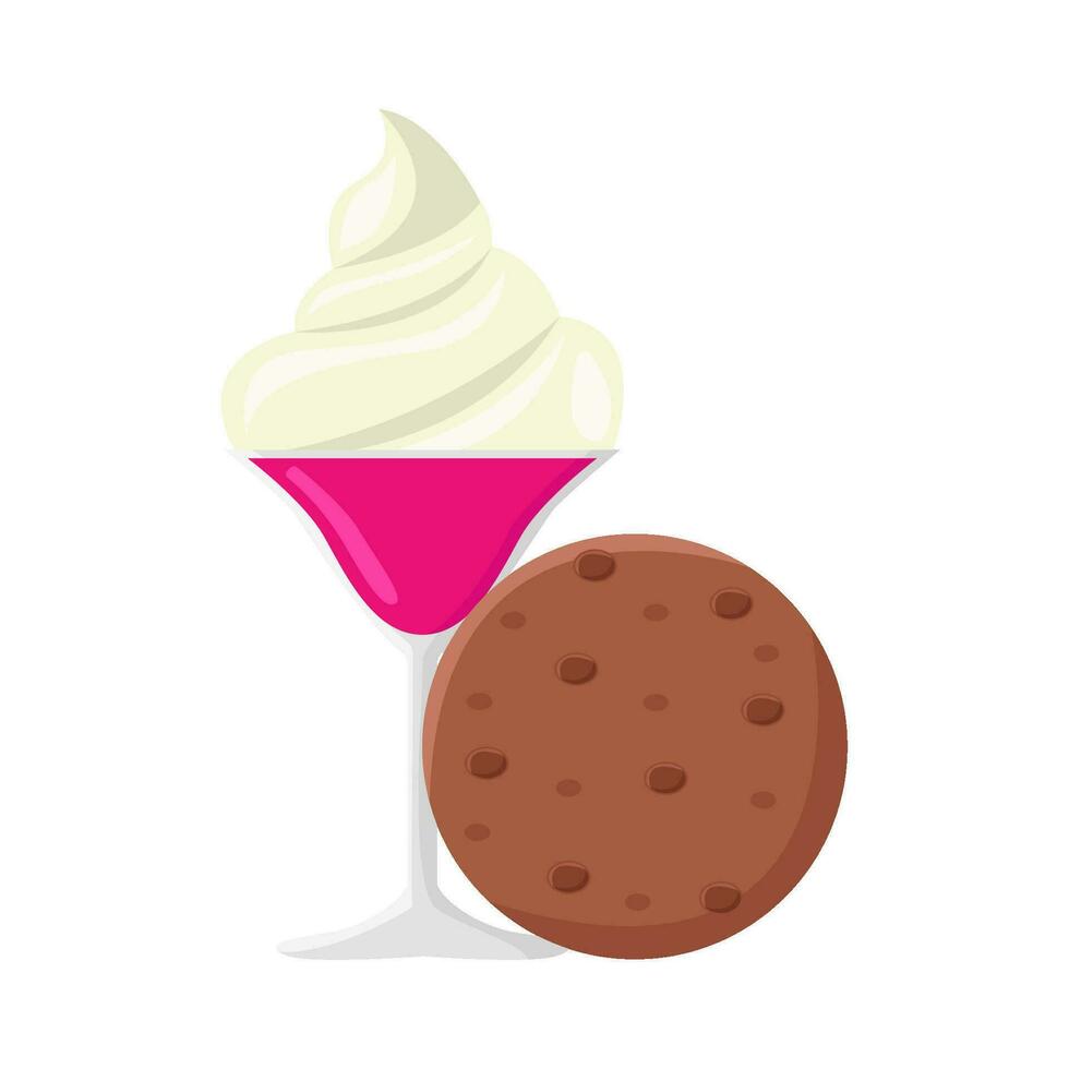milkshake strawberry with cookies illustration vector