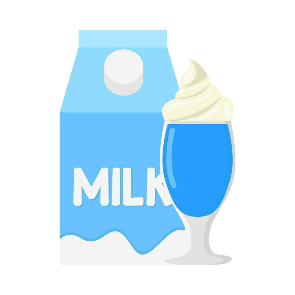 milkshake vanilla with box milk illustration vector