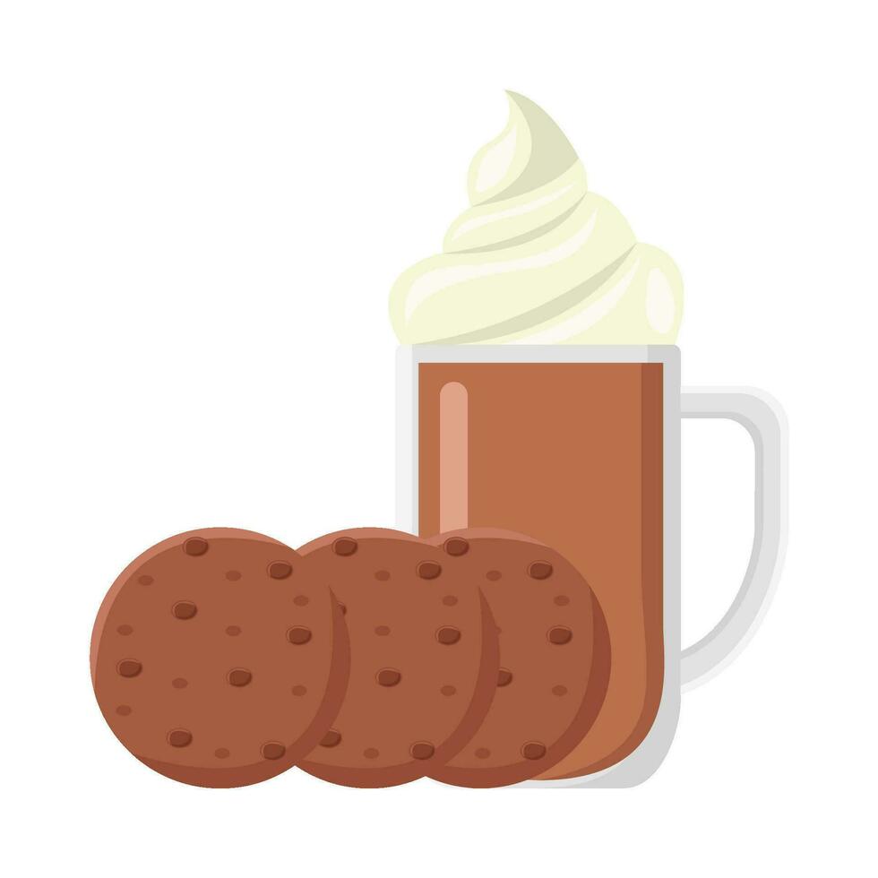 malteada chocolate con galletas ilustración vector