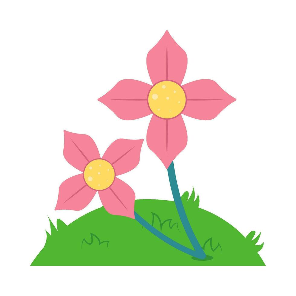 flower plant in grass illustration vector