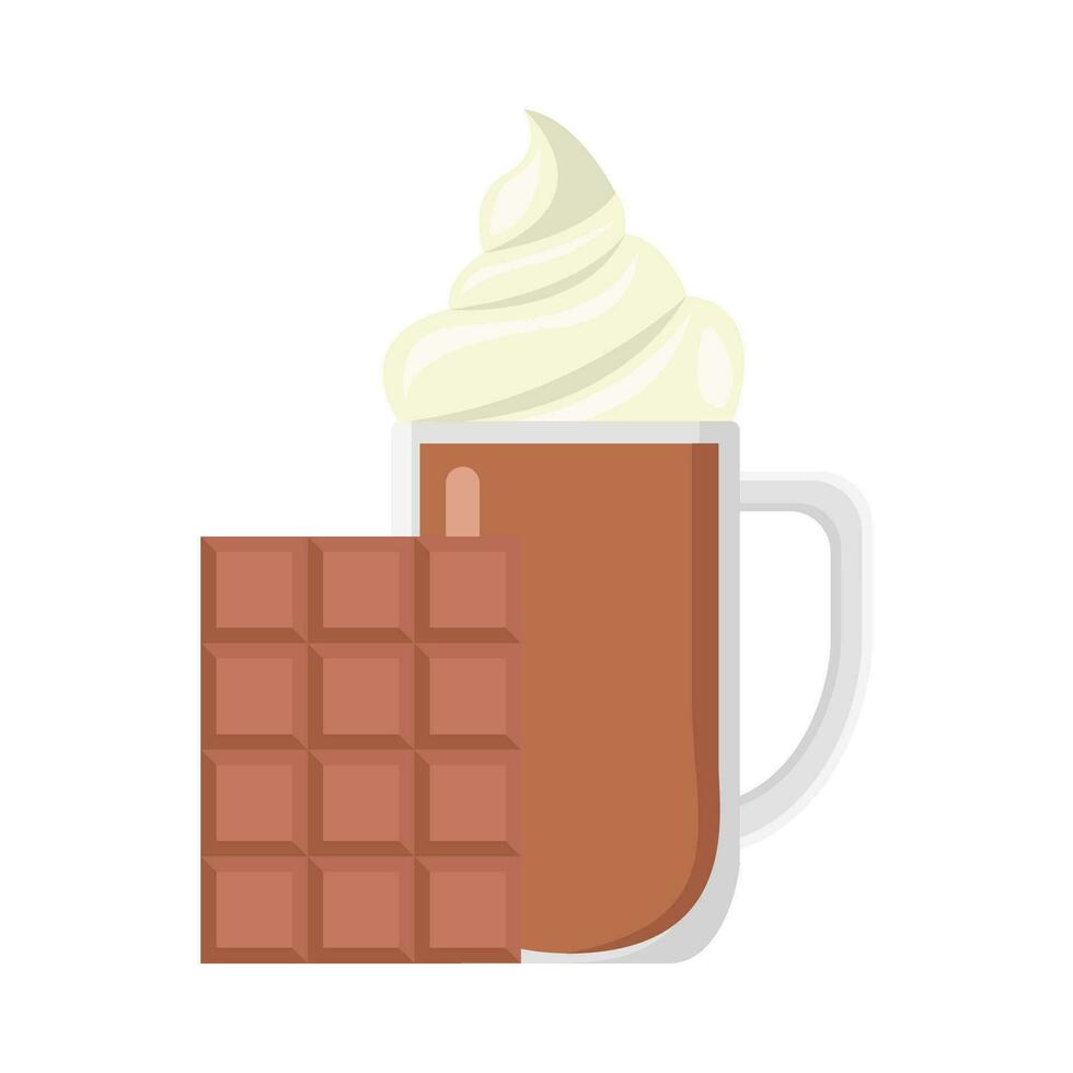 malteada chocolate con bar chocolate ilustración vector