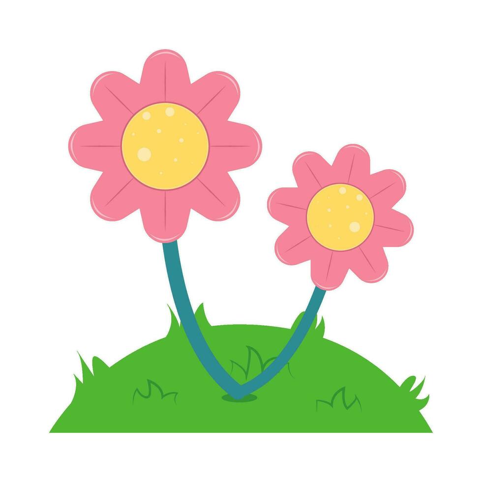 flower plant in grass illustration vector
