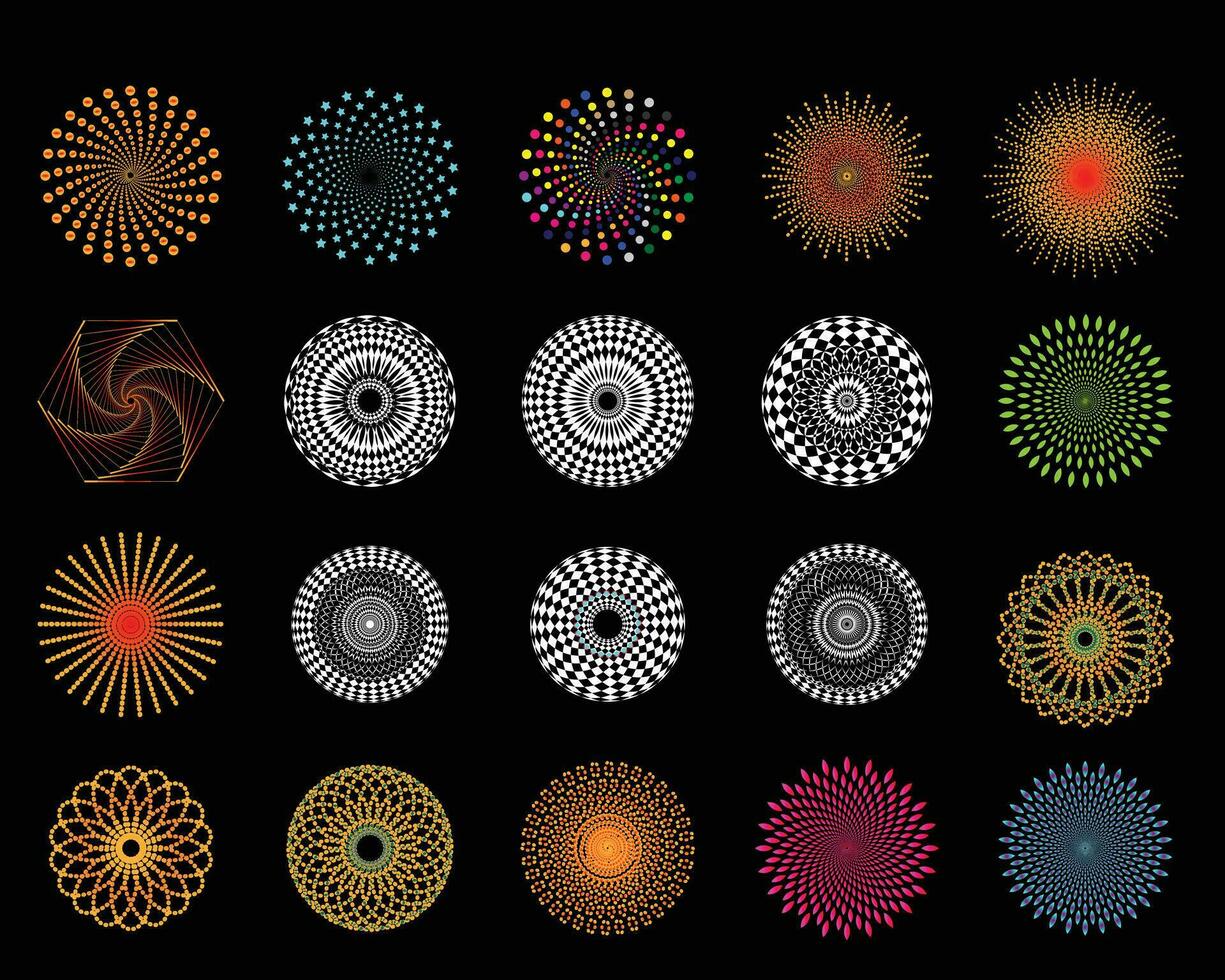 diferente color vector mandala diseño conjunto