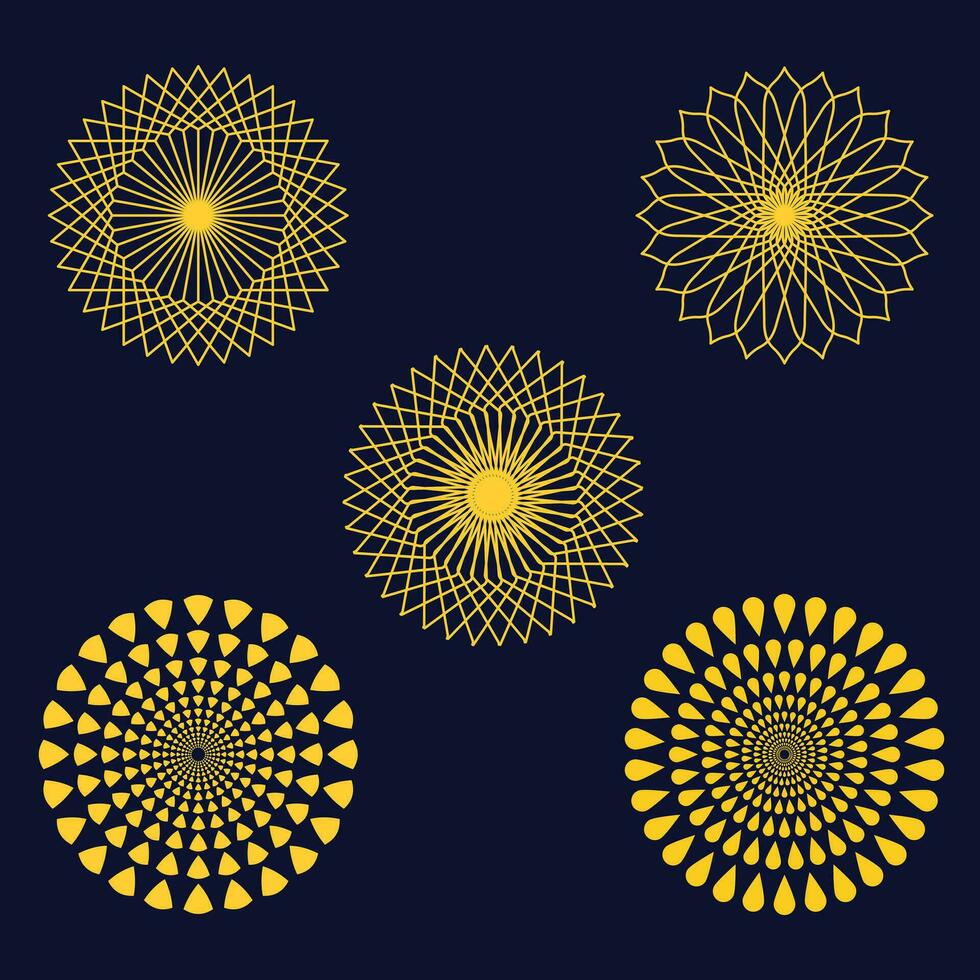 Golden color flower mandala set design 36532687 Vector Art at Vecteezy