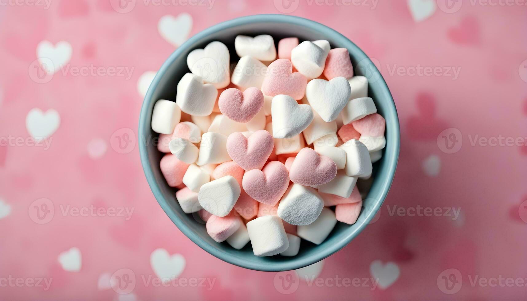 AI generated a bowl of marshmallows on a pink background photo