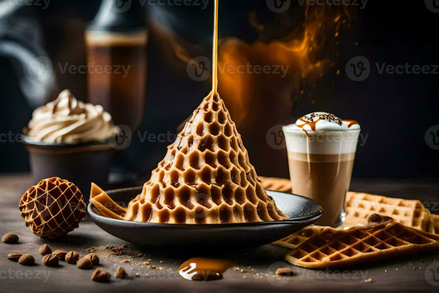 AI generated the waffle cone is a waffle cone with a waffle cone on top of it photo