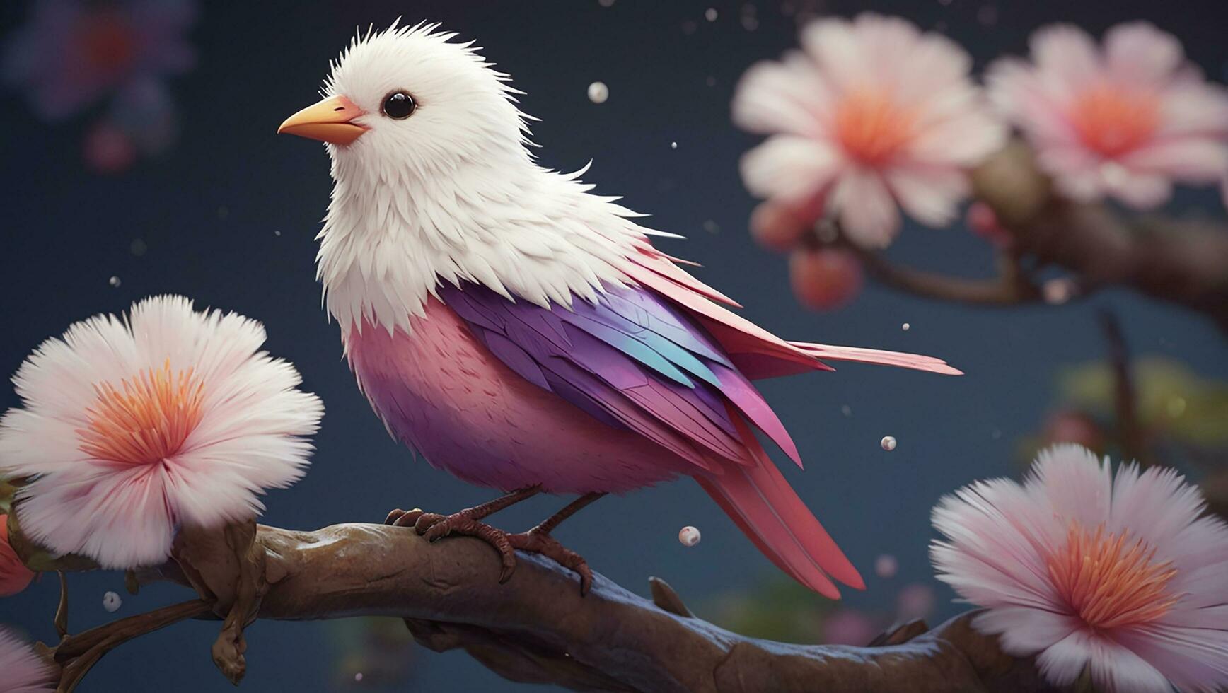 AI generated A detailed illustration of a print of a cute colorful bird photo