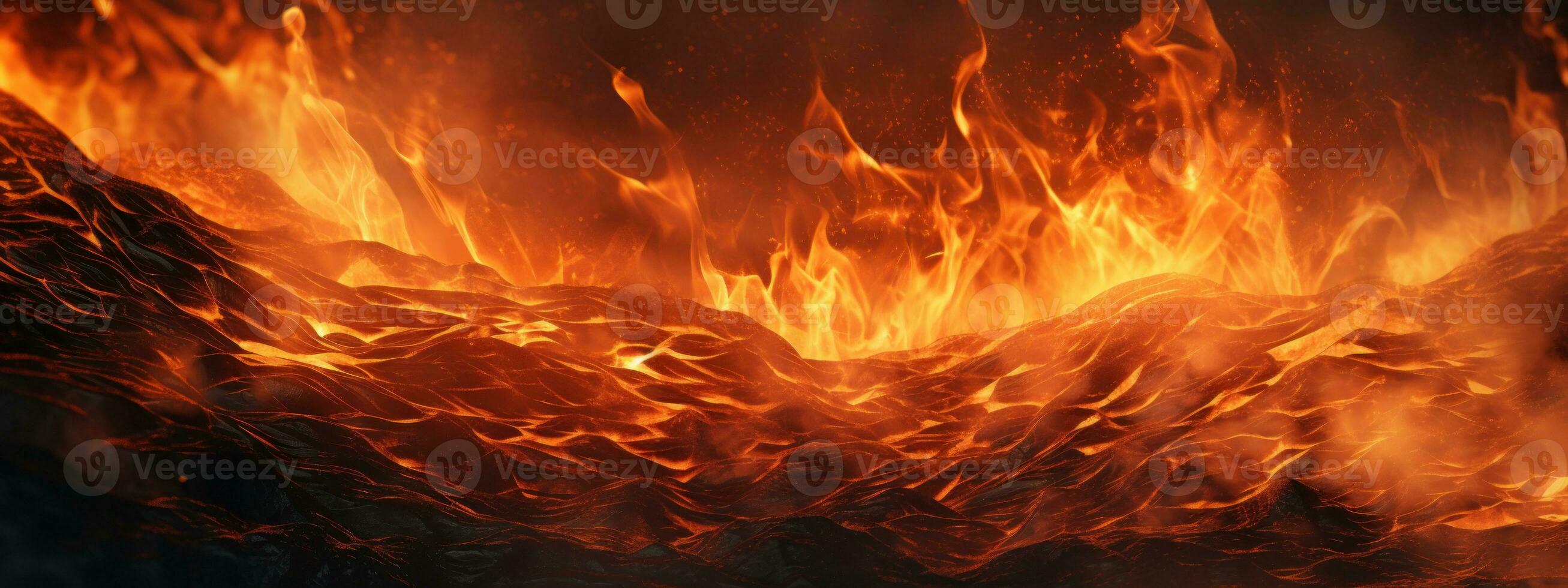 AI generated Captivating fire scene, pitch-black background,. AI generative. photo