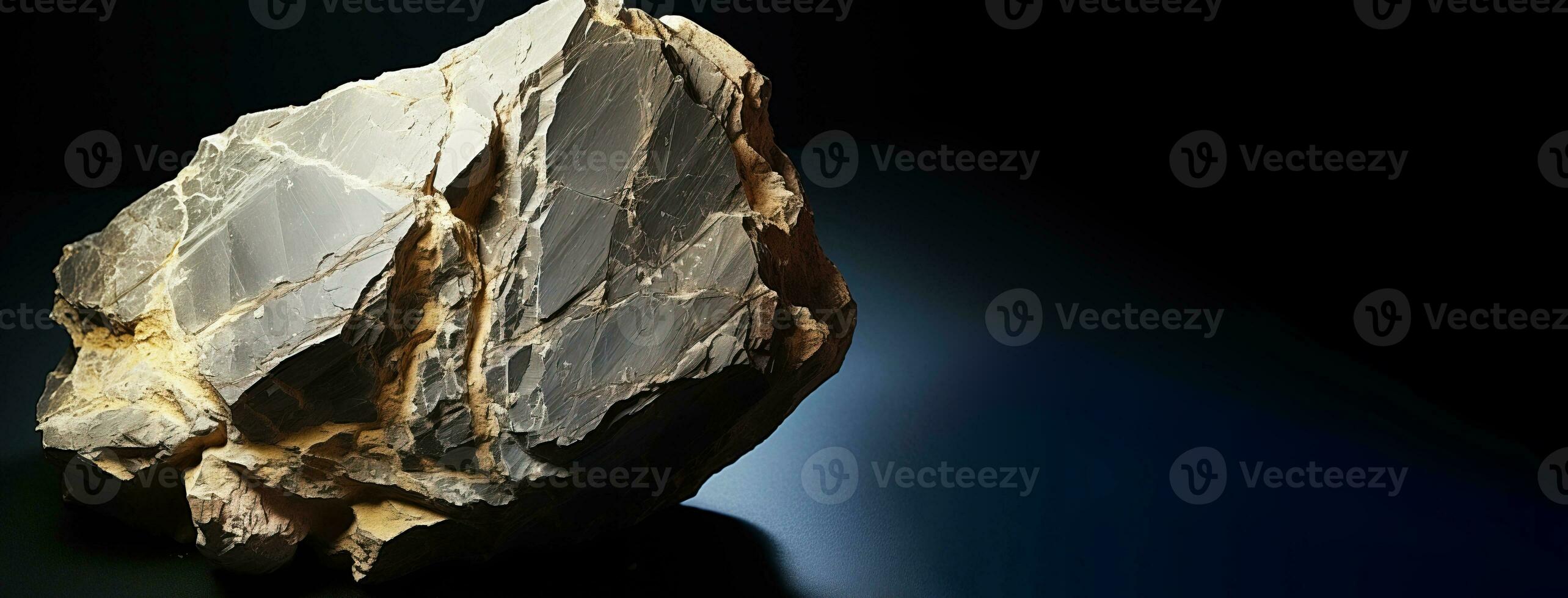 AI generated Nacrite is a rare precious natural stone on a black background. AI generated. Header banner mockup with space. photo