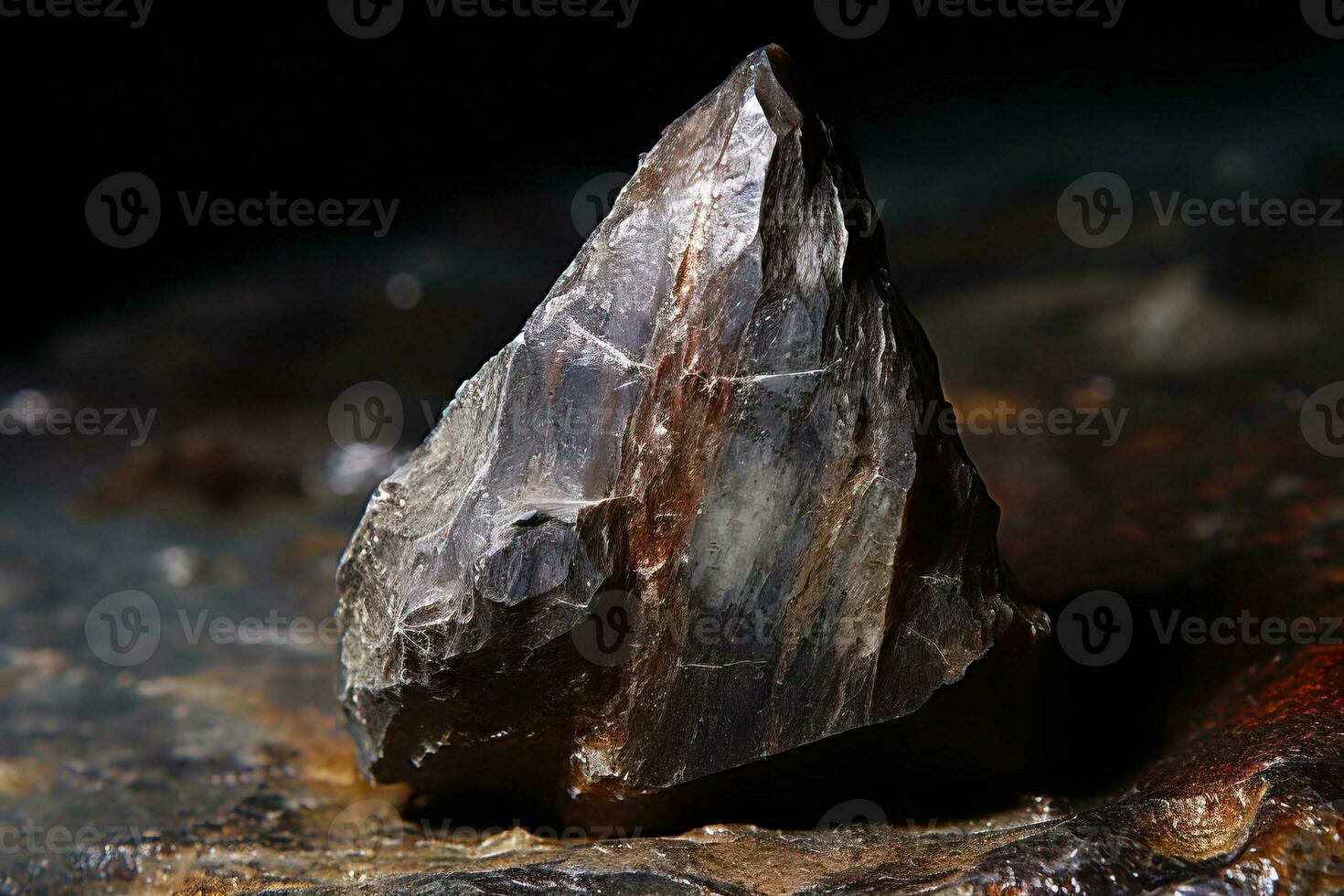 AI generated Yeelimite is a rare precious natural stone on a black background. AI generated. photo