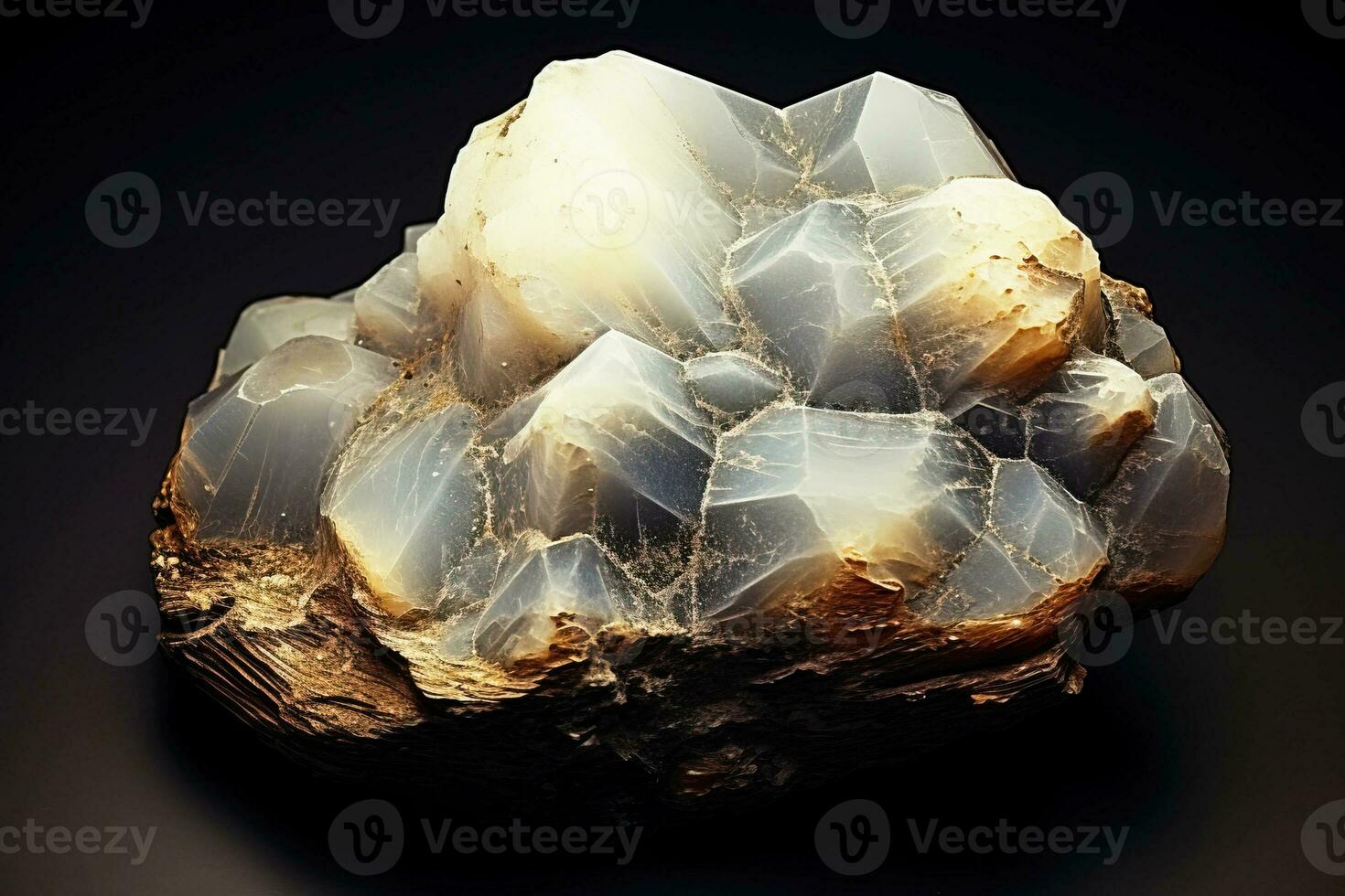 AI generated Xonotlite is a rare precious natural stone on a black background. AI generated. photo