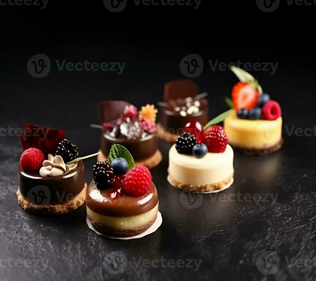 AI generated Assortment mini cakes photo